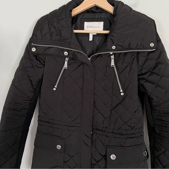 BCBGeneration Quilted Moto Style Jacket in Black, Size XS - Picture 2 of 11